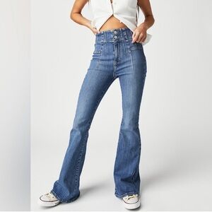 Free People Jayde Flare Pants Sunburst Blue 25